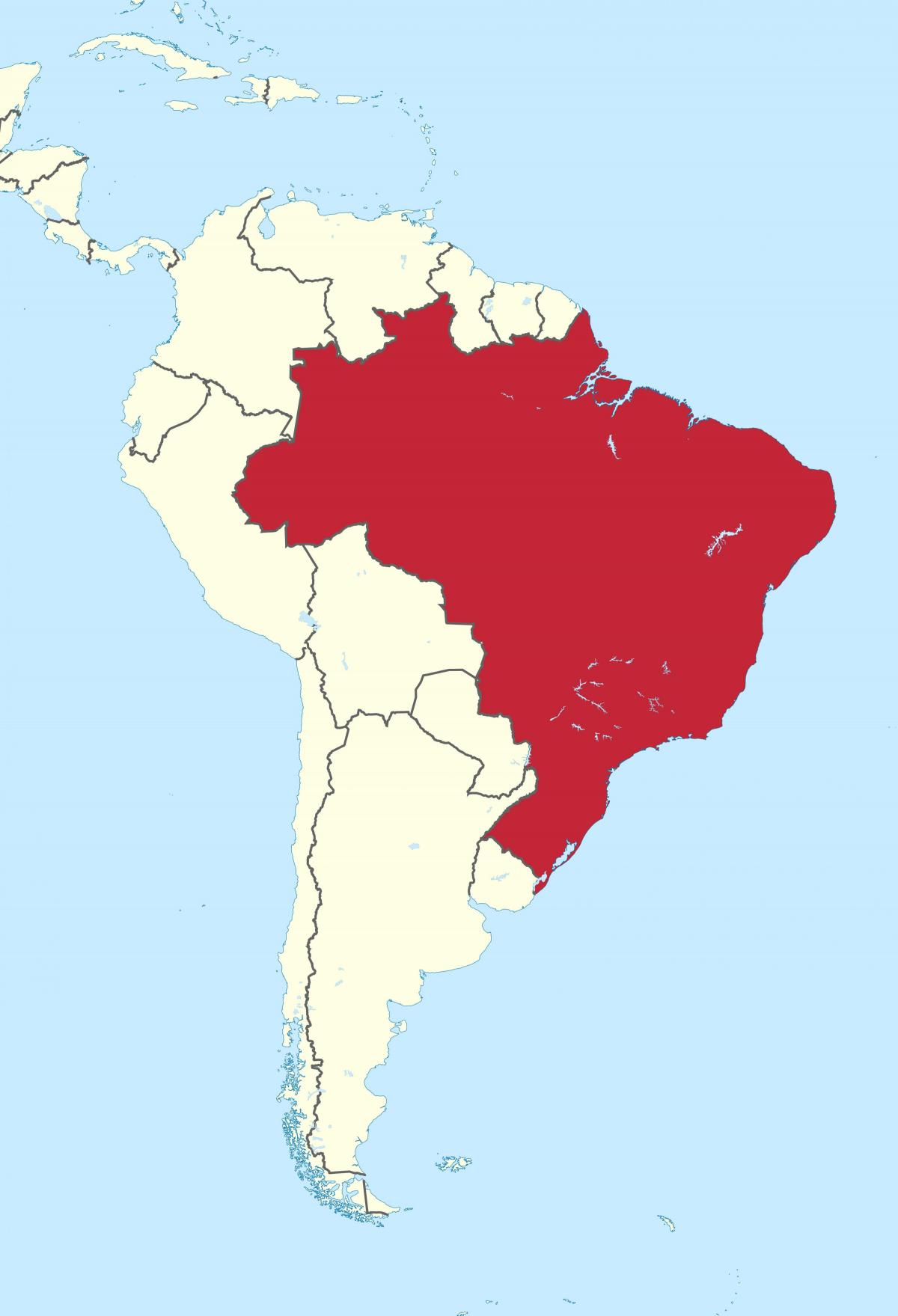 A localização do Brasil no mapa das Américas