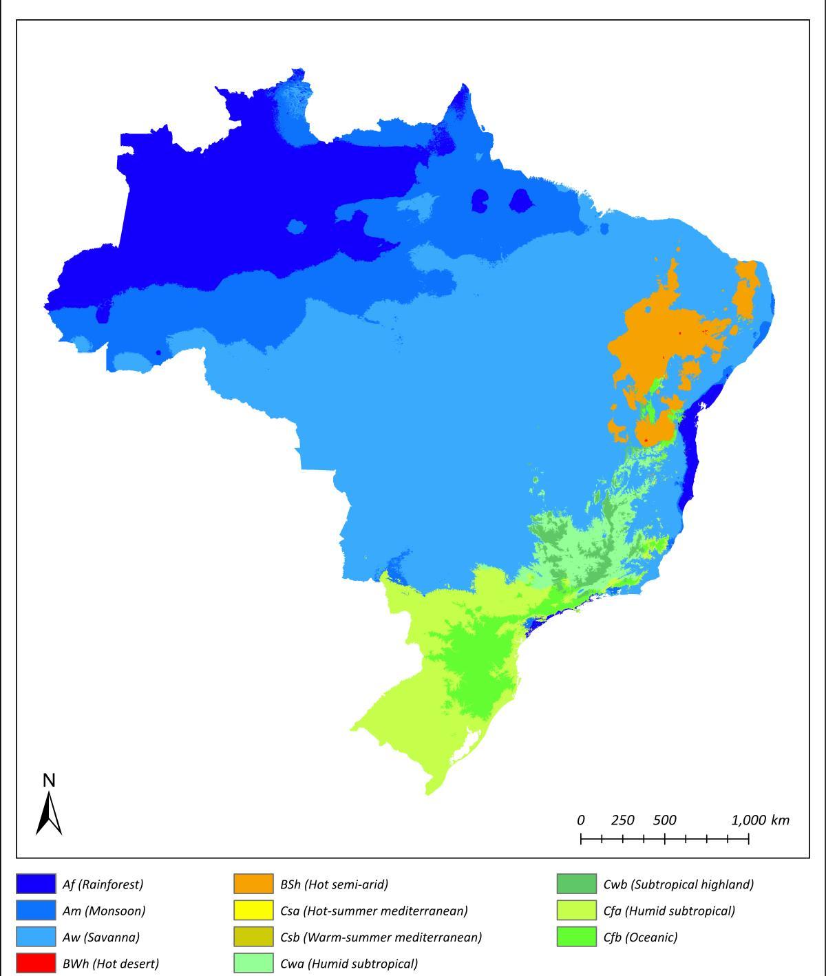 Mapa de temperatura do Brasil