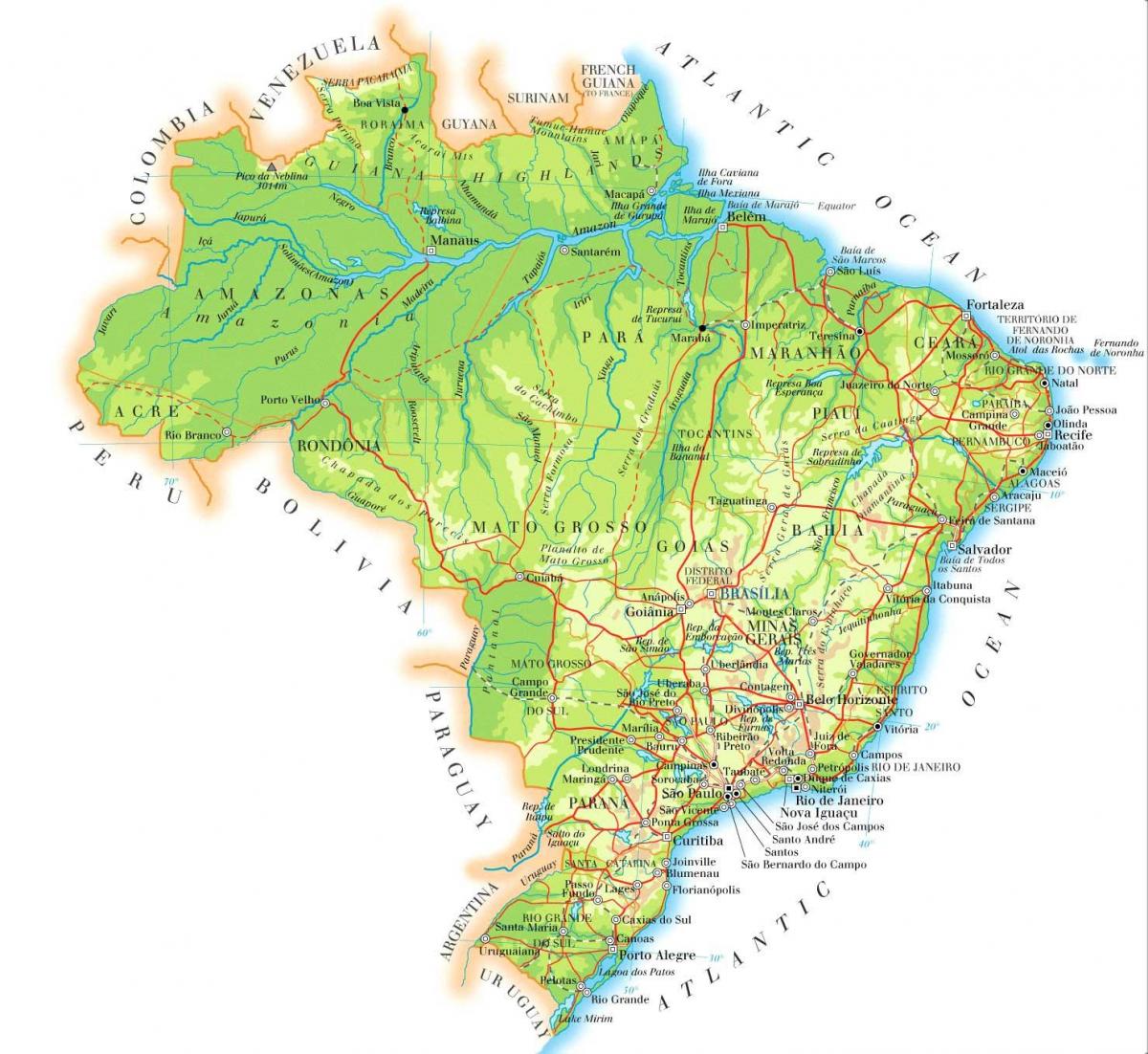 Mapa de altitude do Brasil