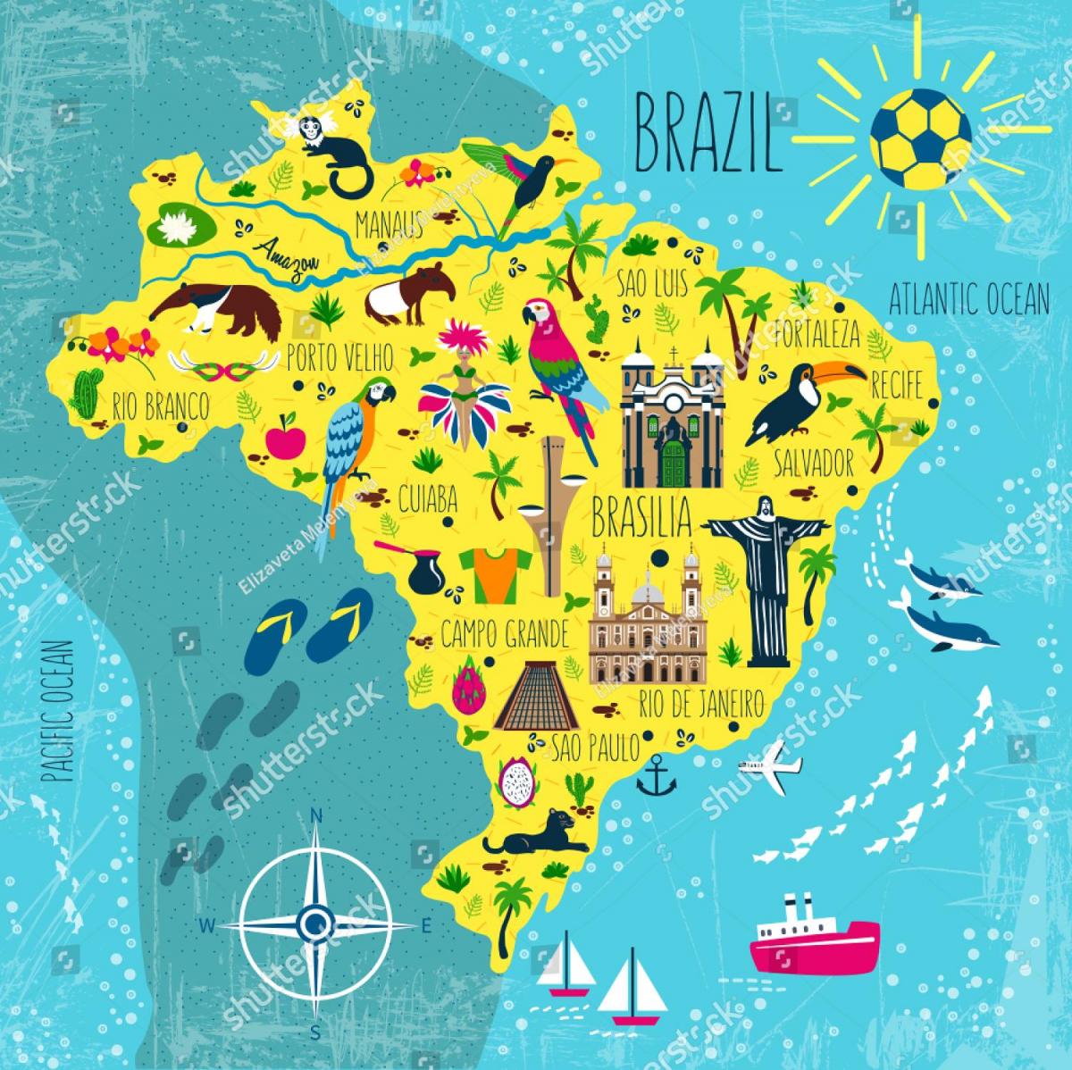 Mapa de viagem do Brasil
