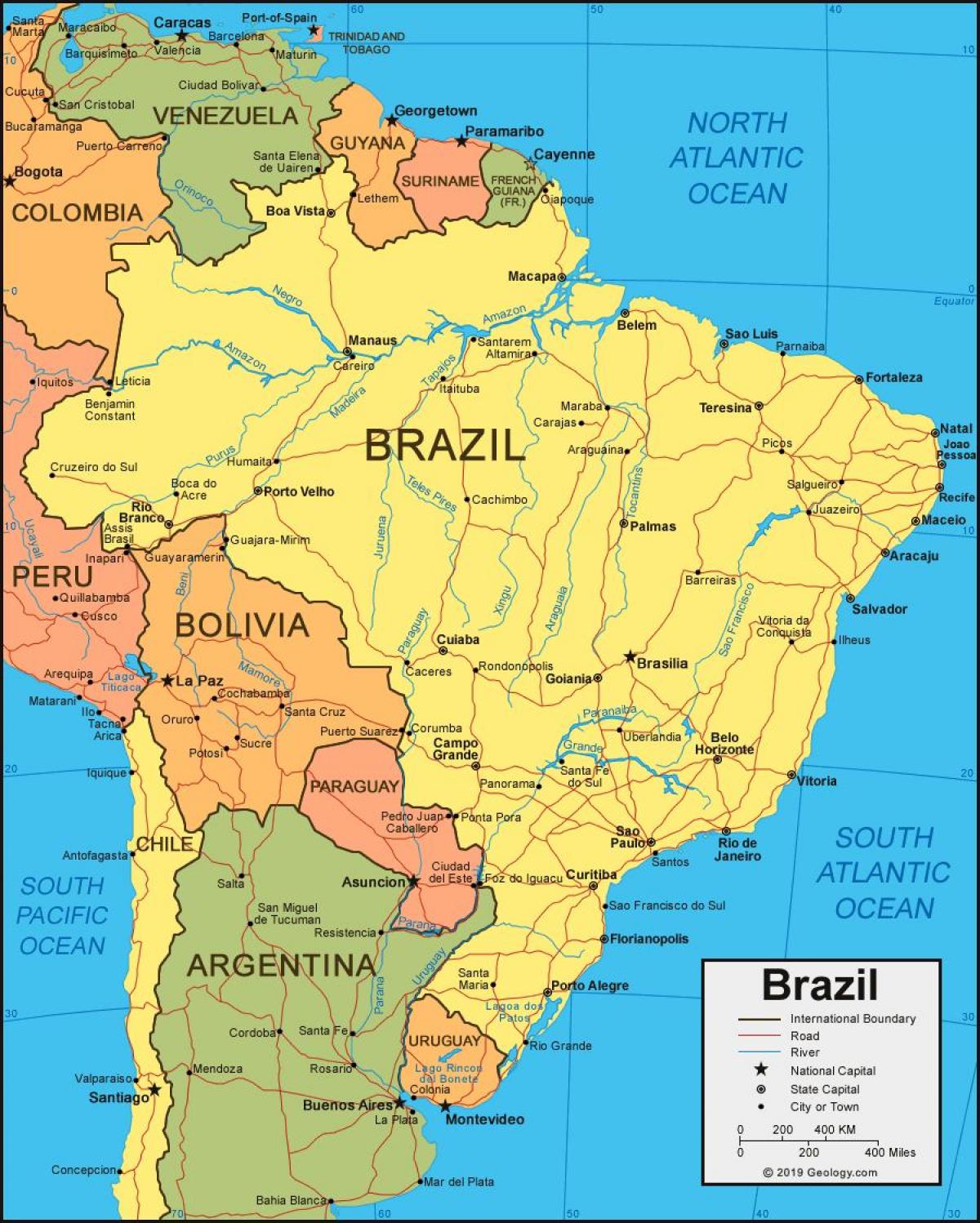 Mapa do país Brasil