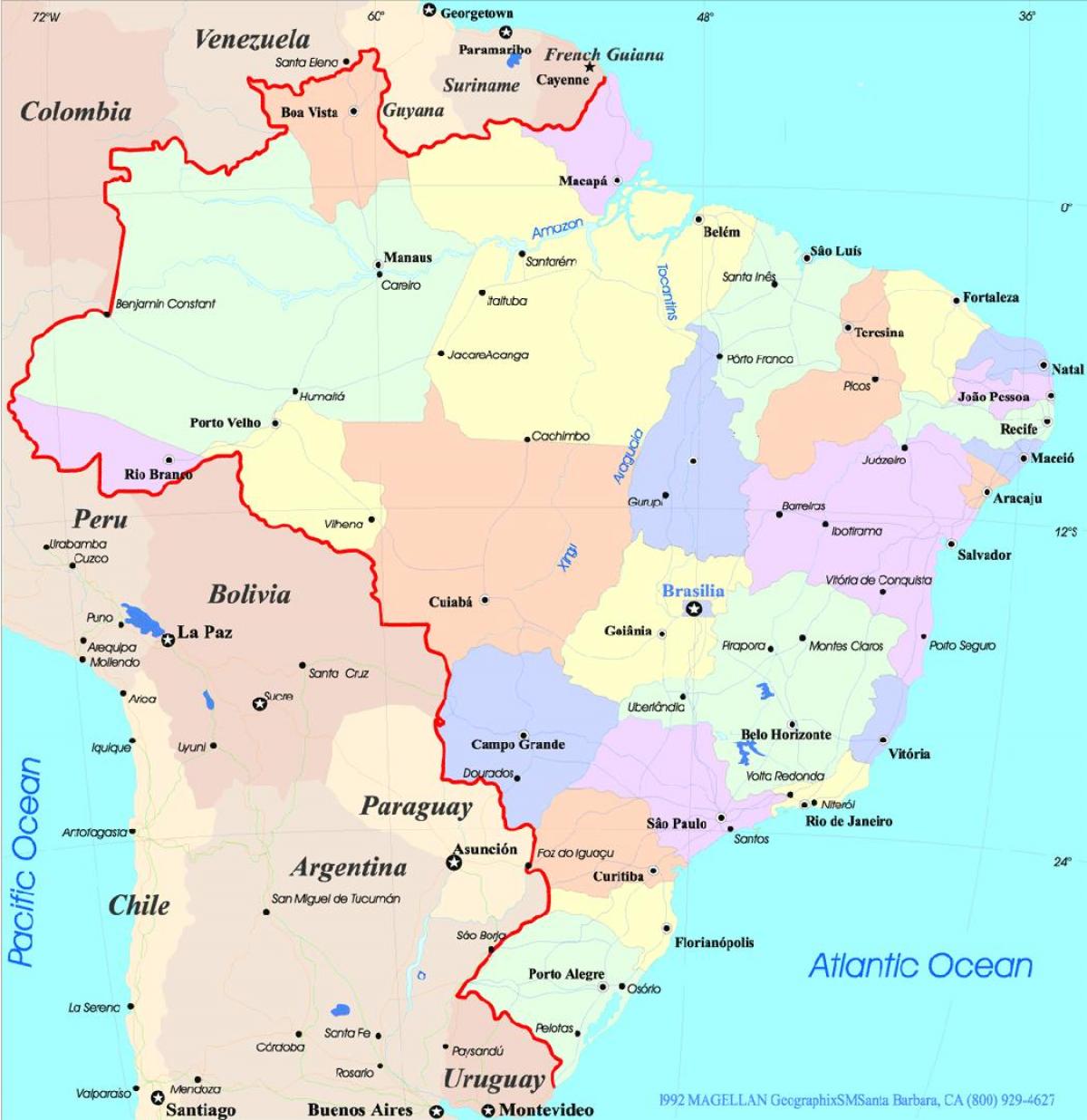 Mapa administrativo brasileiro