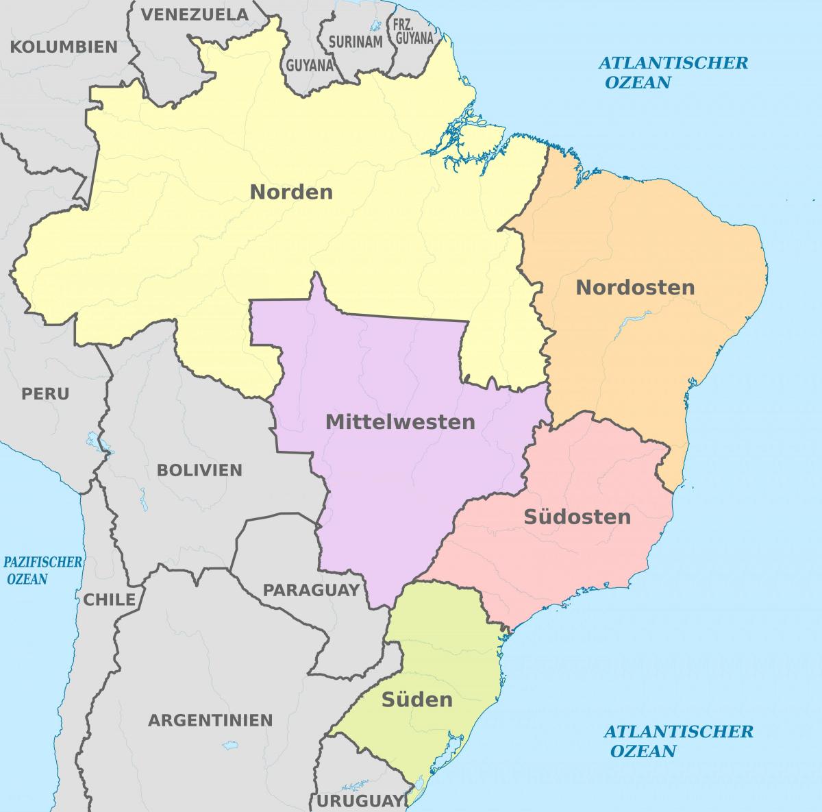 Mapa das áreas do Brasil